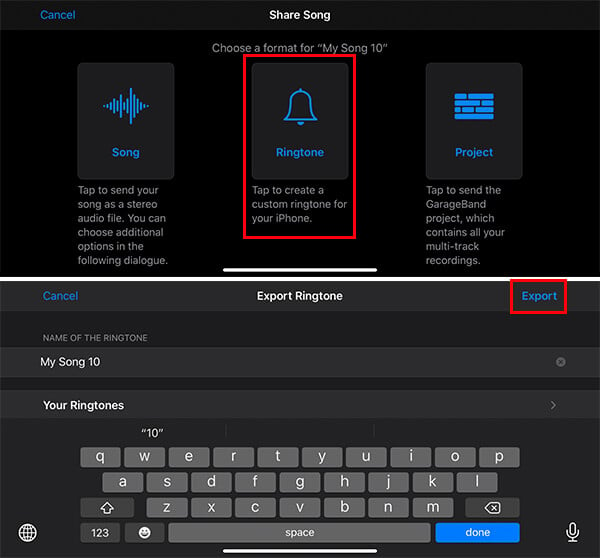 Export an iPhone Ringtone from GarageBand