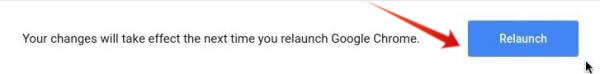 relaunch now button in Chrome