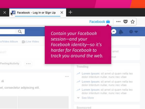 Facebook Container security add-on Firefox