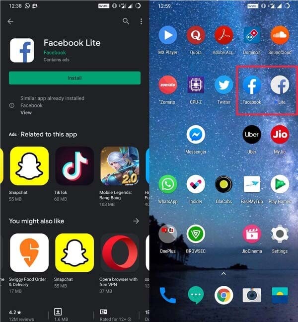 Facebook  Ứng dụng Lite