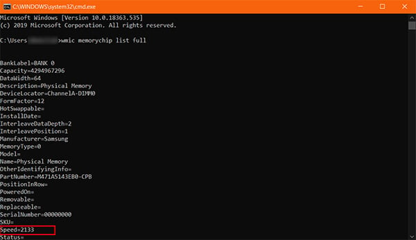 Find Speed and Type of Memory Using Command