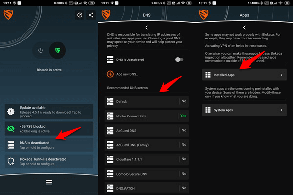 dns settings in ad blocker