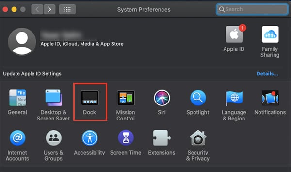 Open System Preferences and choose Dock