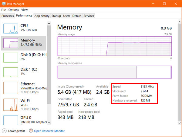 RAM Type and Speed from Task Manager