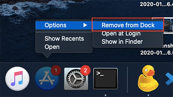 Remove App icons from dock on MacBook Pro