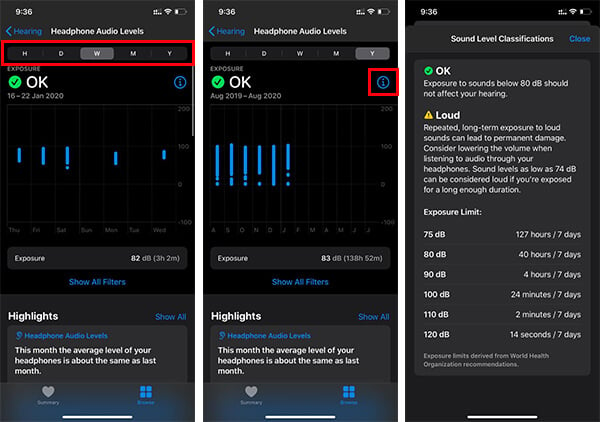 Sound Level Classifications on Hearing section Health App if You are Listening to Music Too Loud