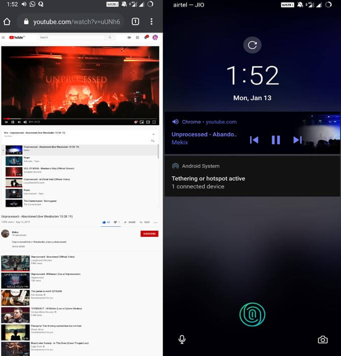 YouTube Audio streaming on smartphone