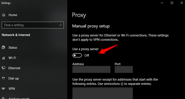 windows proxy settings