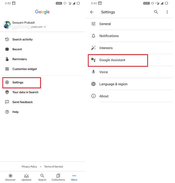 Change the Voice of Google Assistant in Settings