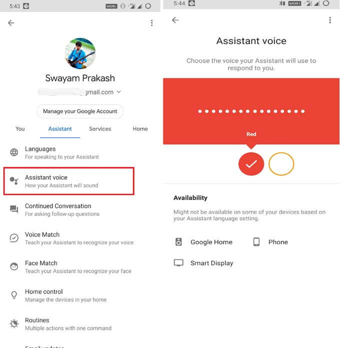Change the Voice of Google Assistant
