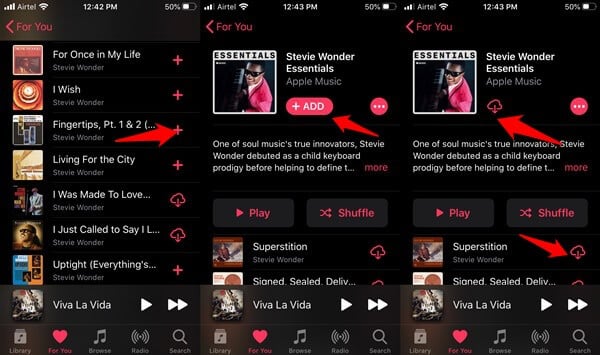add song or playlist to library in apple music