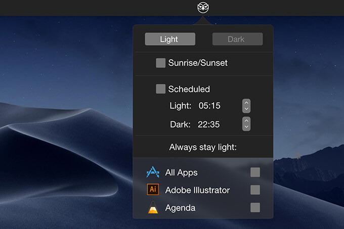 NightOwl app to schedule Dark Mode on Mac