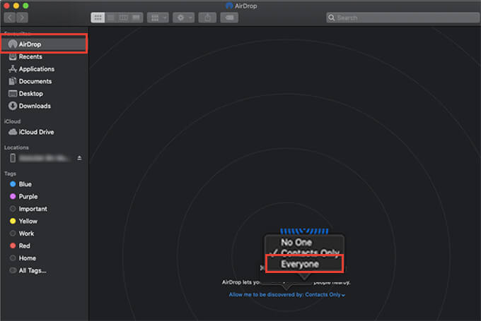 Turn on AirDrop on Mac