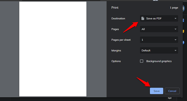 save as pdf option in google docs print command