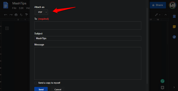 attaching google doc as pdf in email