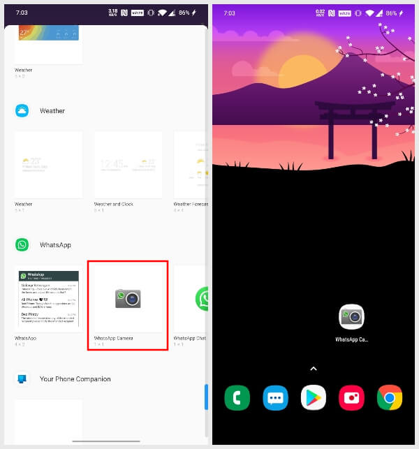 Hidden Features: WhatsApp camera on home screen