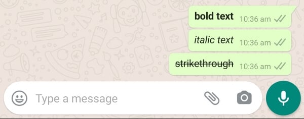Fet, kursivt och välskrivet på WhatsApp