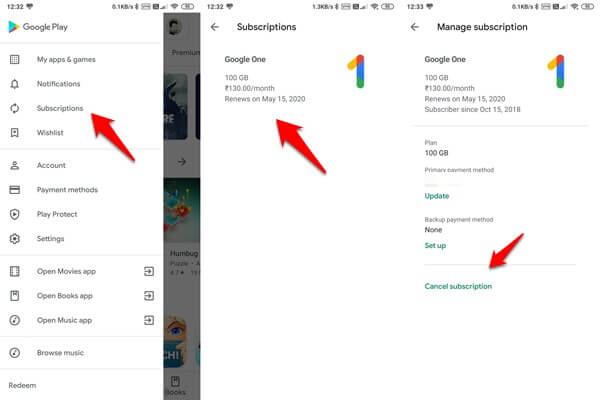 cancel play store subscription