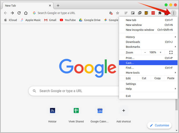 google chrome desktop toolbar