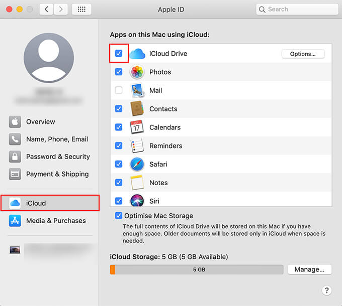 Click to enable iCloud Drive on MacOS