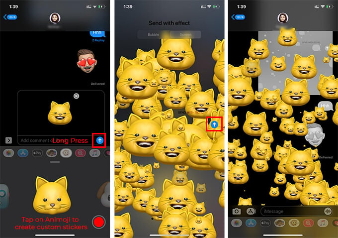 How to Send Animojis with iMessage Screen Effects