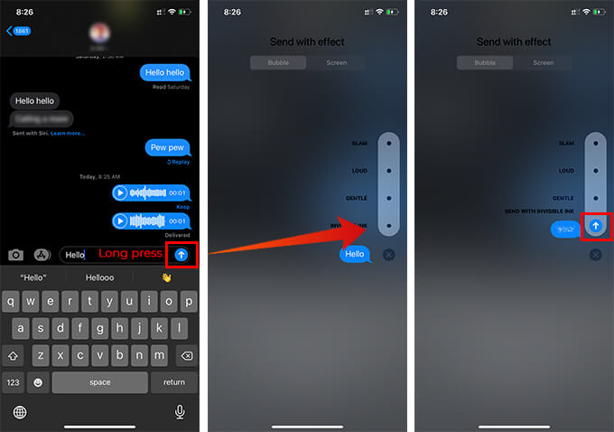 Send Messages with iMessage Bubble Effects on iPhone