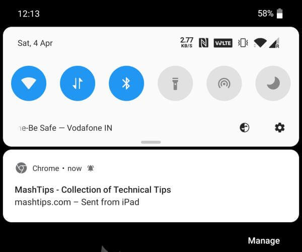 Chrome send link from desktop to phone notification