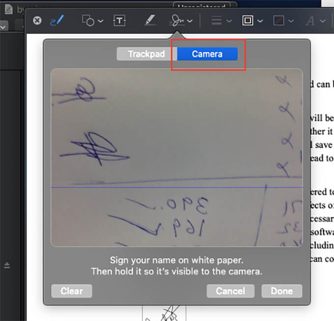Add Signature in PDF using Camera on Mac