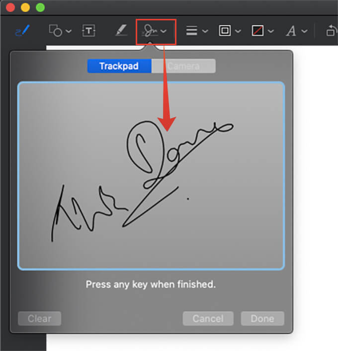 Add Signature to the Drawing on Mail app Mac