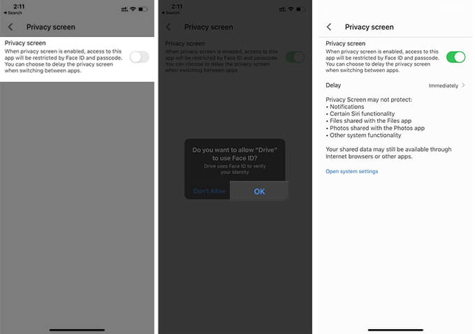 Allow Google Drive to Use Face ID on iPhone