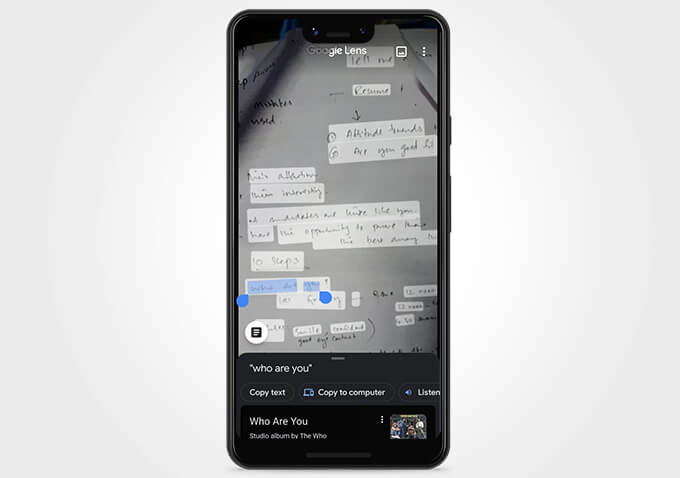 Copy Handwritten Text from Image Using Google Lens on Android