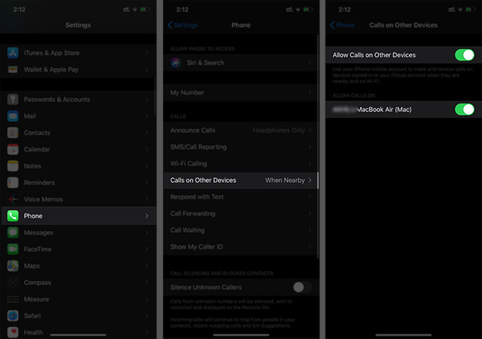 Enable Calls on Other Devices on iPhone