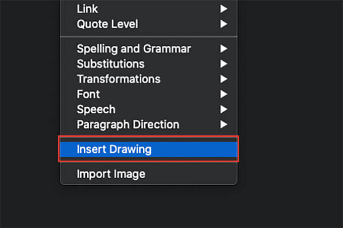 Insert Drawing in Mail on Mac