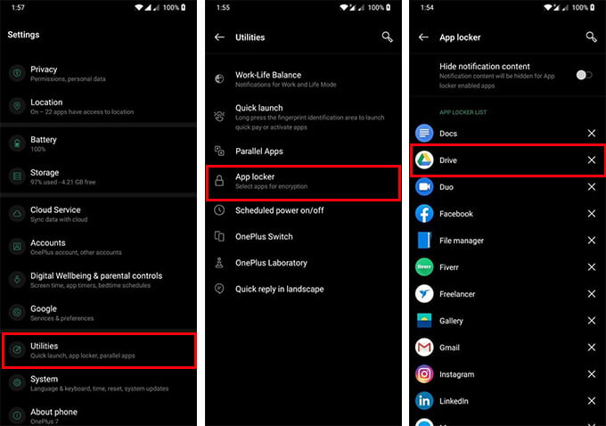 Set Fingerprint Lock for Google Drive on OnePlus