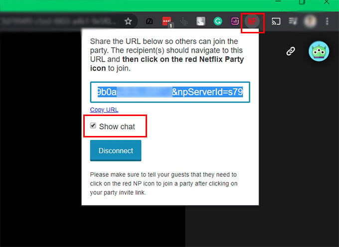 Show Chat in Netflix Party on Chrome