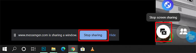 Stop Screen Sharing on Messenger Room Video Conferencing