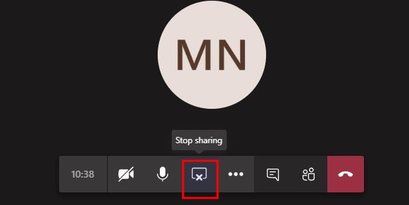 Windows Teams meeting stop sharing