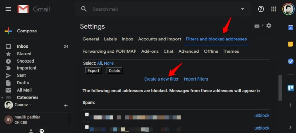 create filter in gmail 