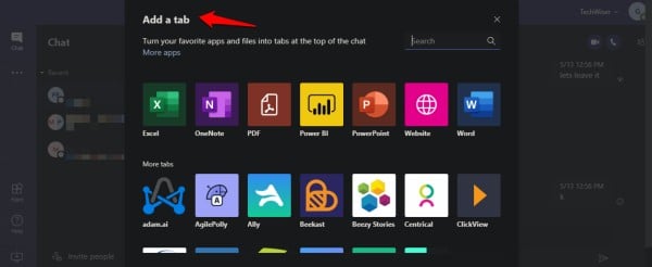 microsoft teams tabs for apps and files