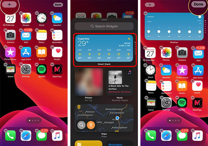 Add Smart Stack Widget on iOS 14 Home Screen
