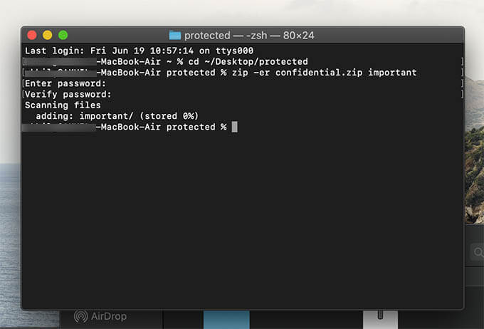 mac zip with password