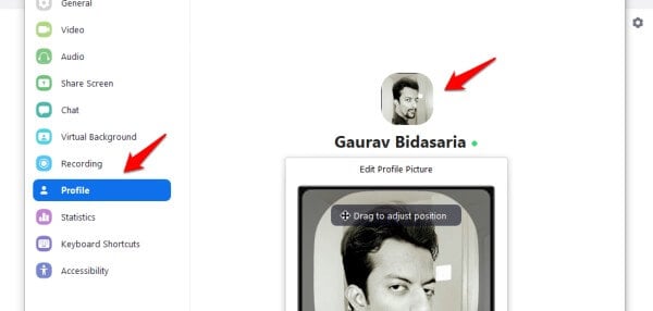 changing profile pic in zoom desktop app