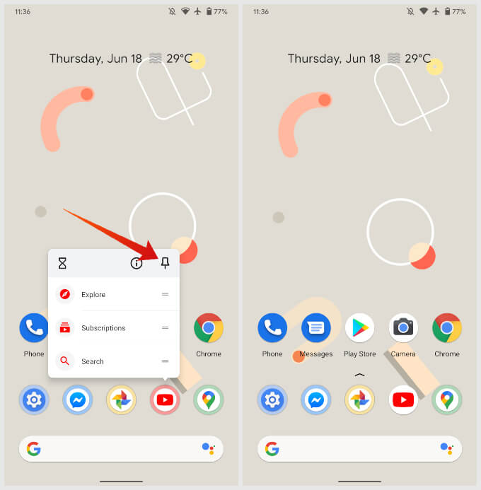 Pin suggested apps to dock in Android 11