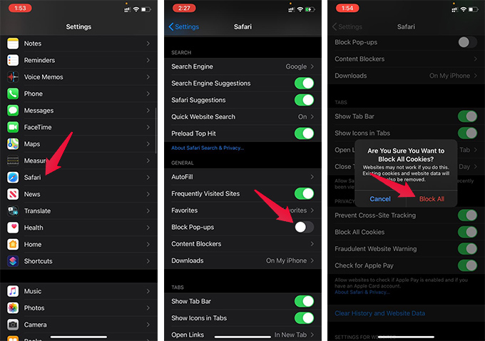 Block Websites From Tracking iPhone Block All Cookies on iPhone