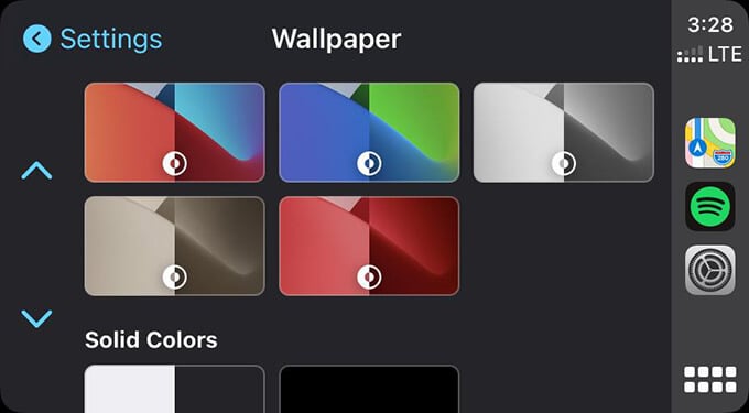 Choose Wallpaper from Apple CarPlay
