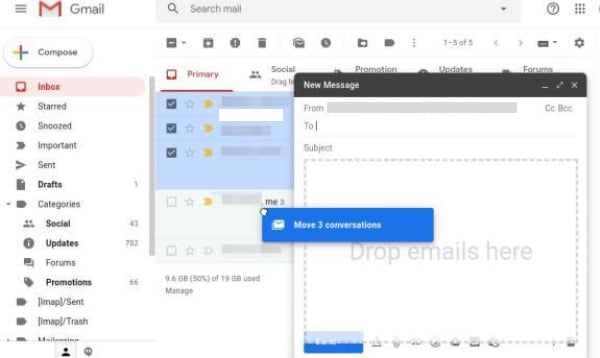 Drag Multiple Mails as attachment to new mail on Gmail