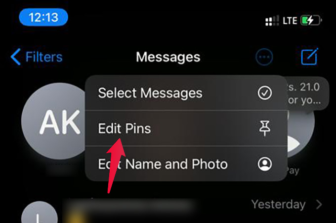 Edit Pinned Messages on iMessage iPhone