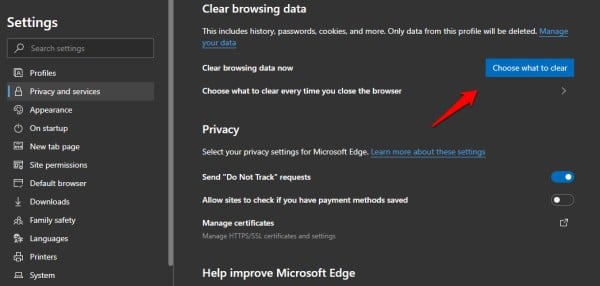 choose edge browser data to clear