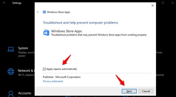troubleshoot microsoft store apps
