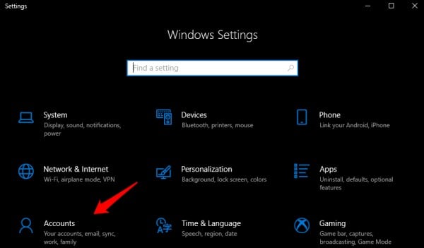 windows 10 settings